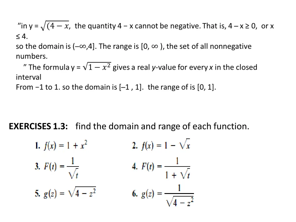 exercises1 3 find the domainand rangeof