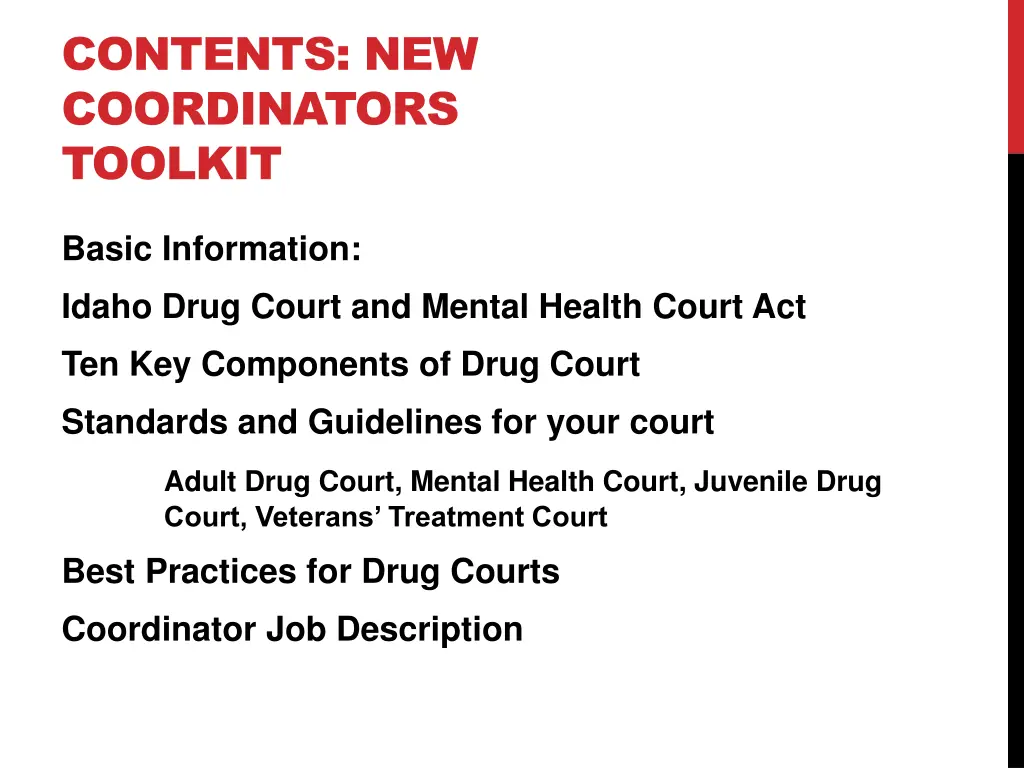 contents new coordinators toolkit