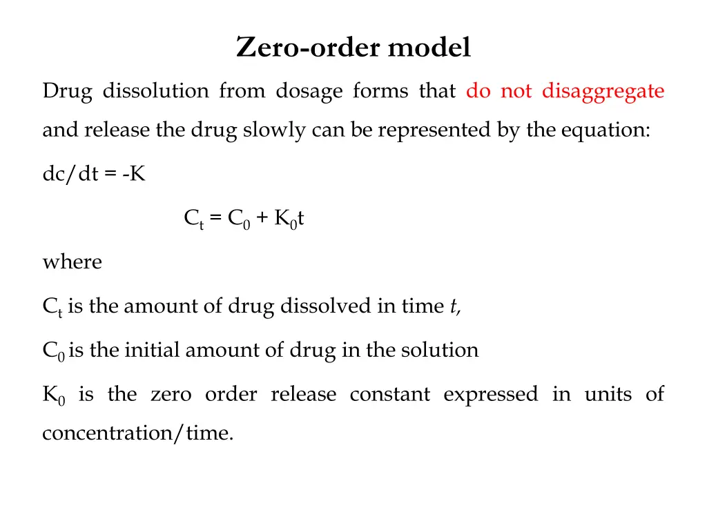zero order model