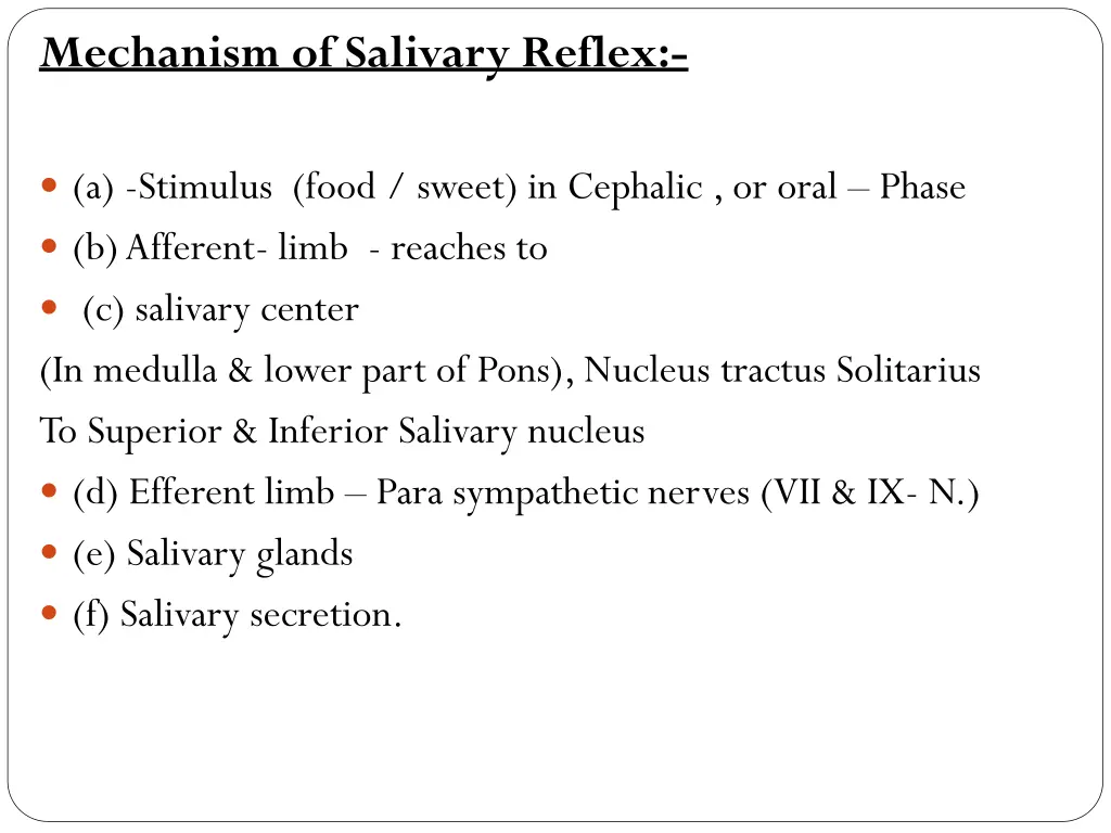 mechanism of salivary reflex