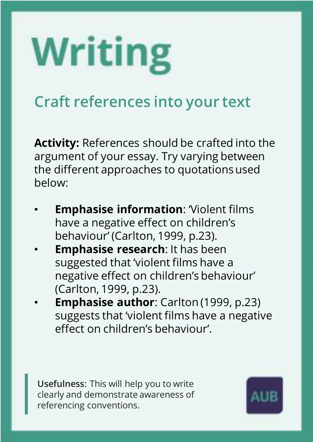 craft references into your text