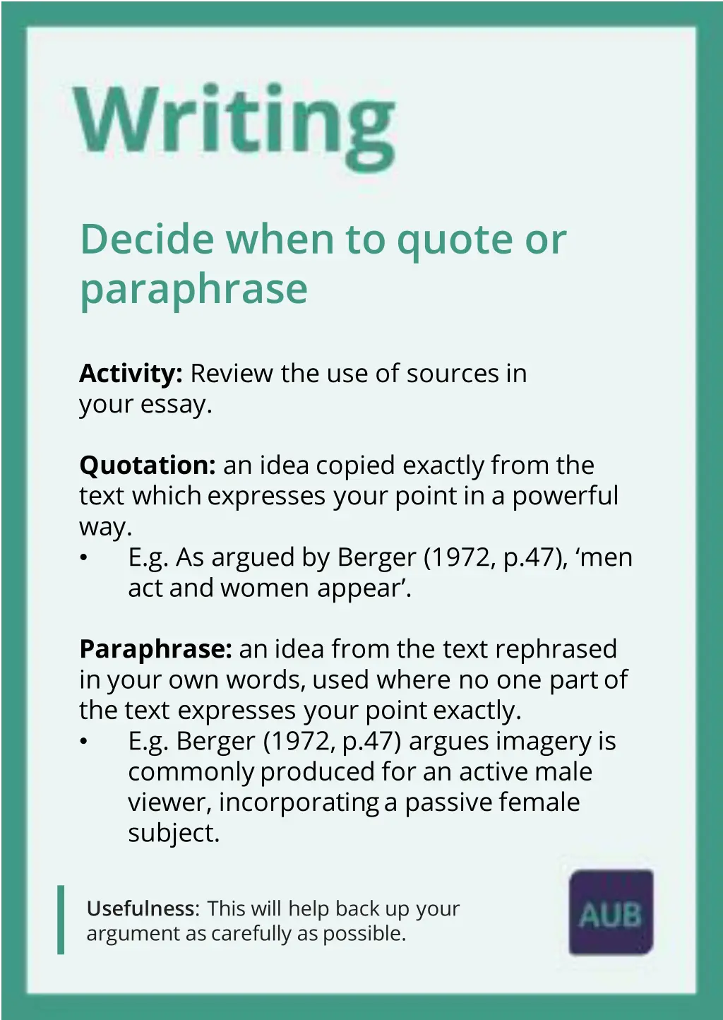 decide when to quote or paraphrase