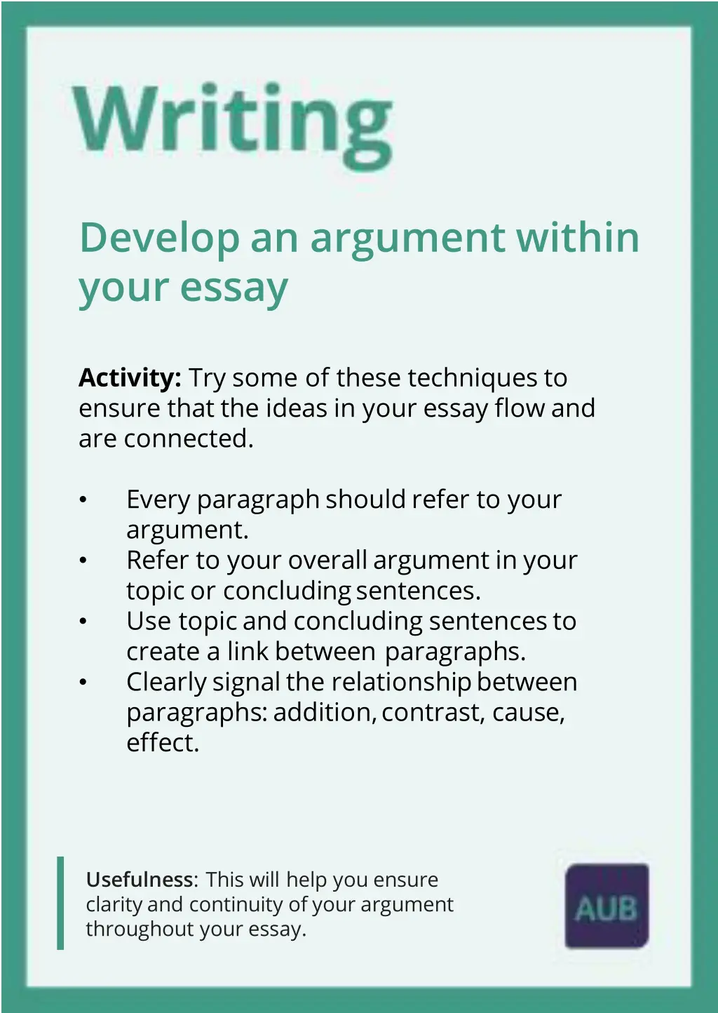 develop an argument within your essay