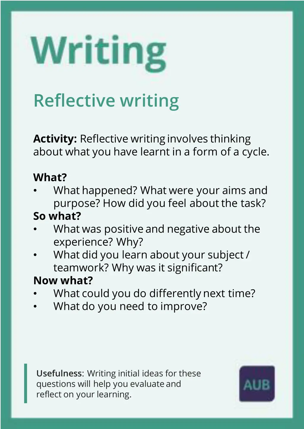 reflective writing