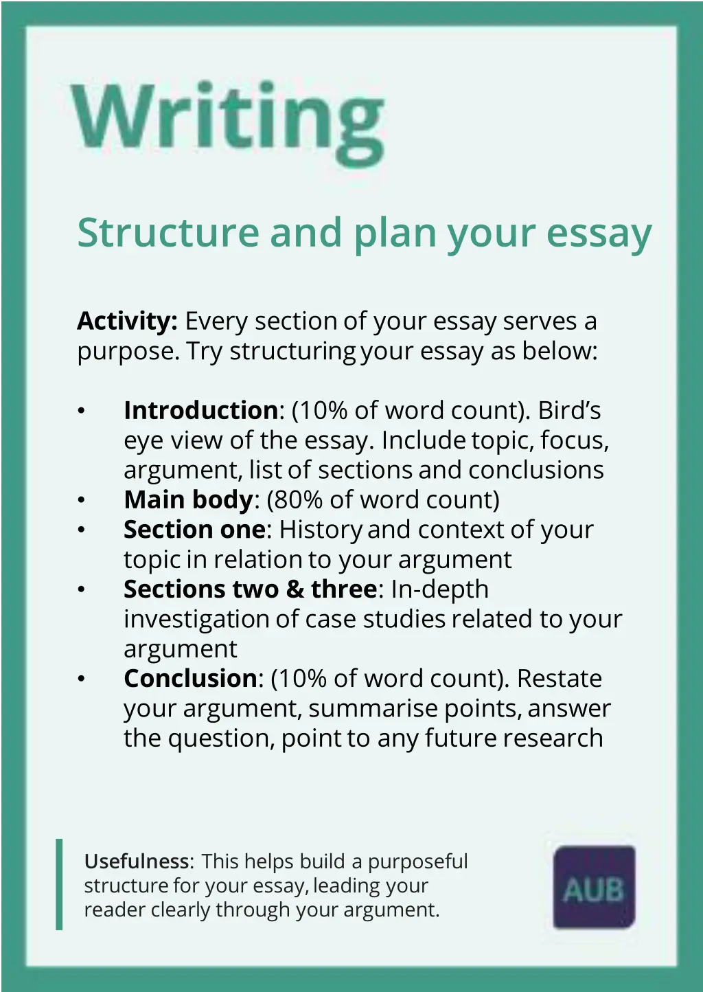 structure and plan your essay