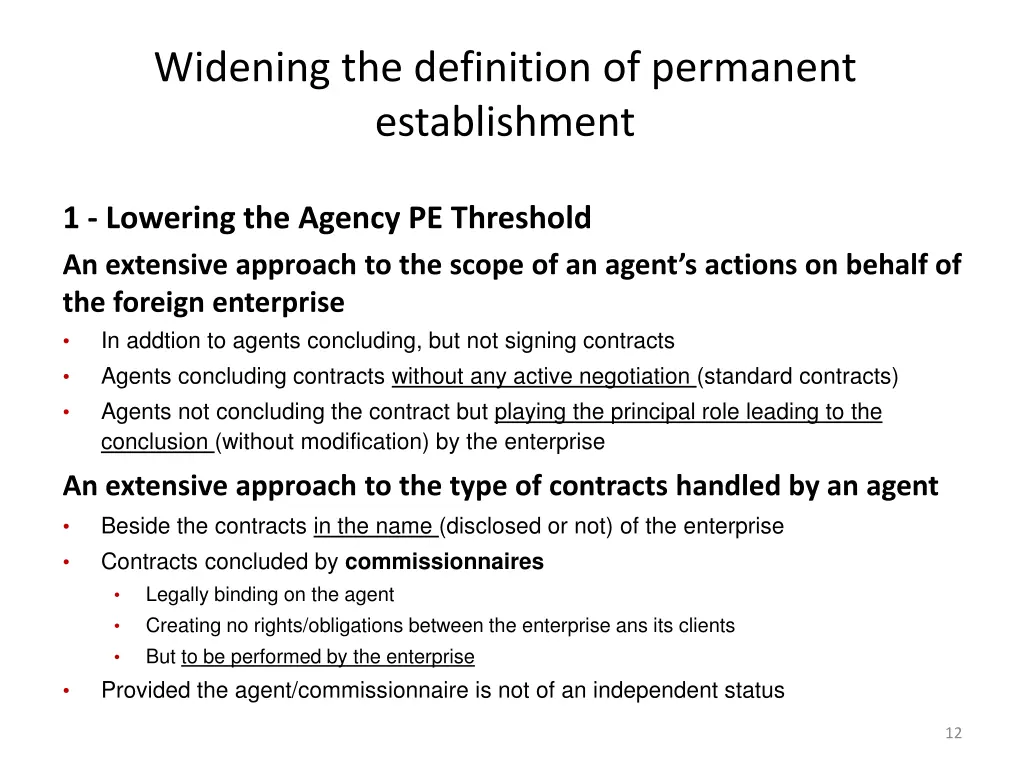 widening the definition of permanent establishment 1