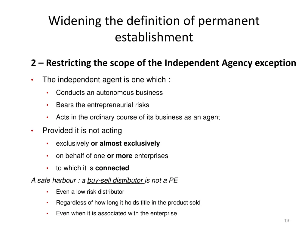 widening the definition of permanent establishment 2