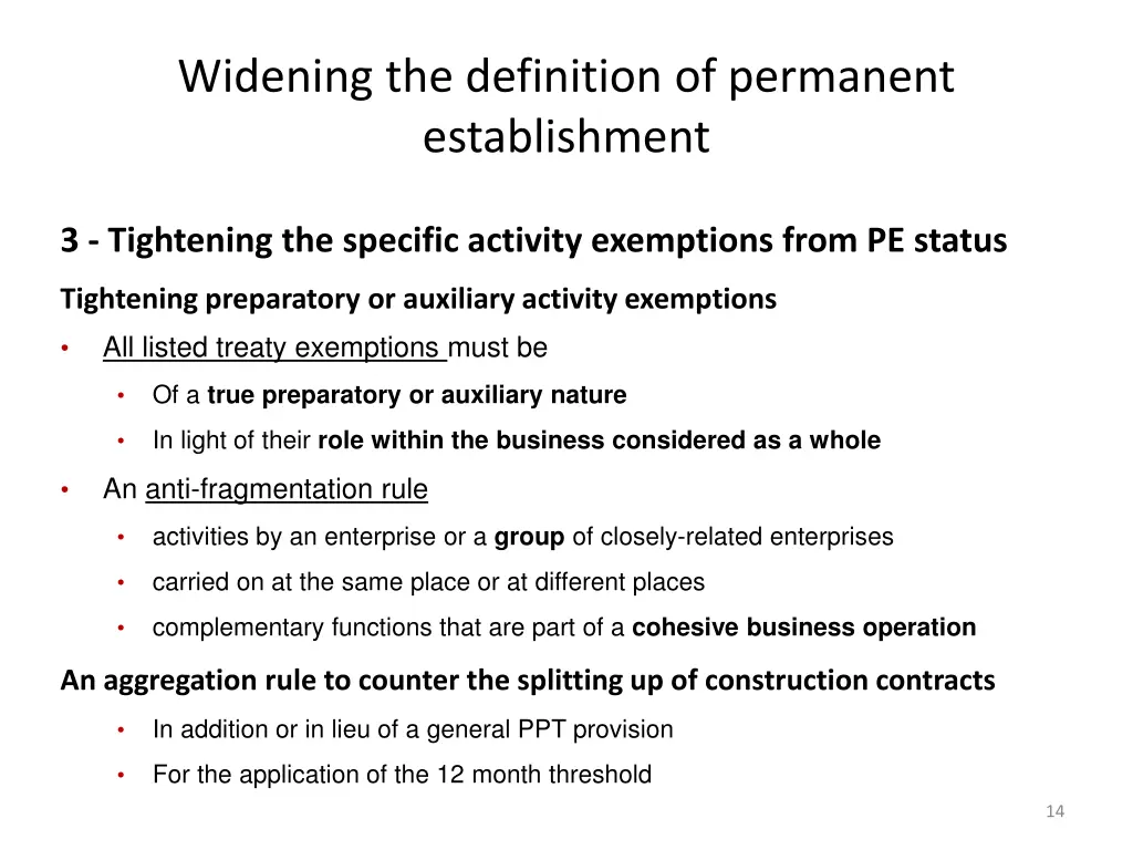 widening the definition of permanent establishment 3