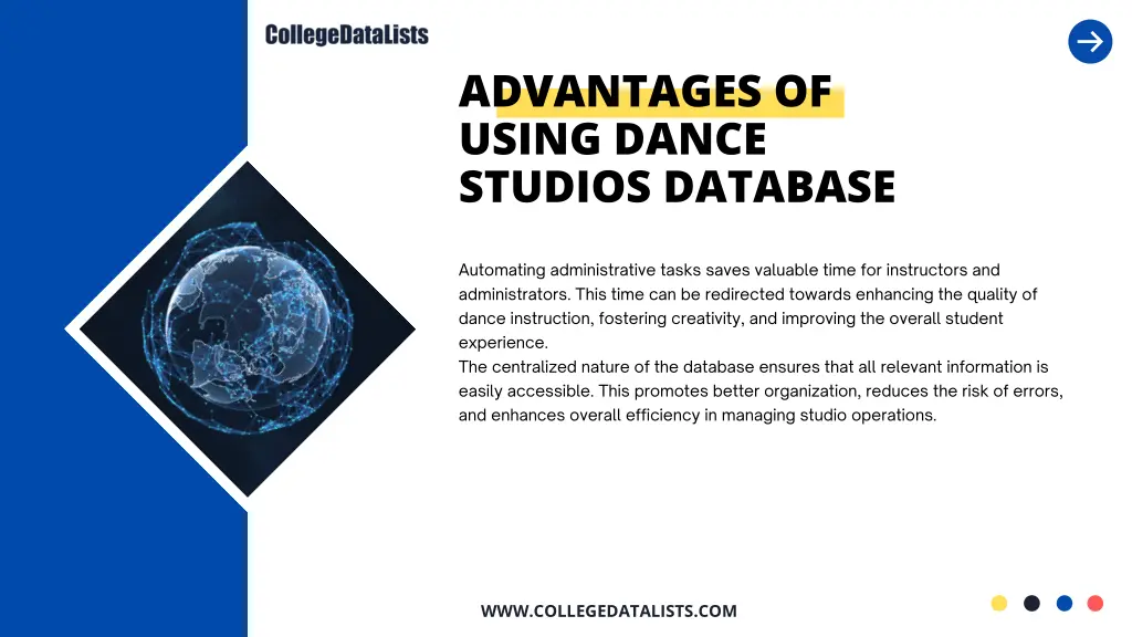 advantages of using dance studios database