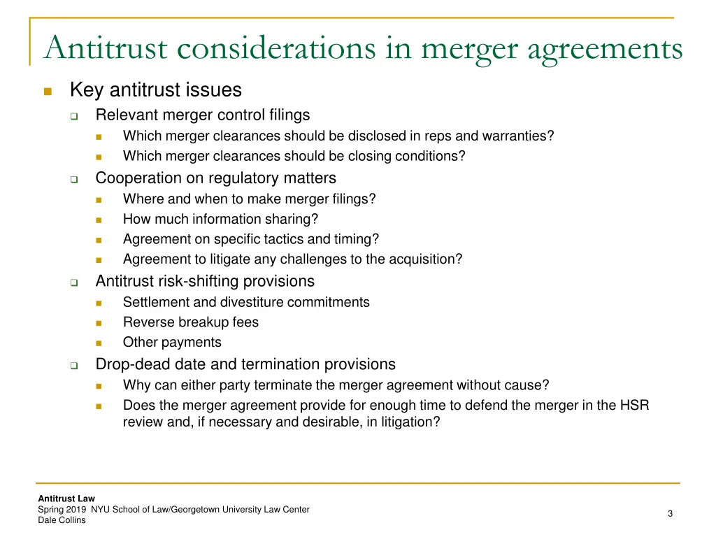 antitrust considerations in merger agreements