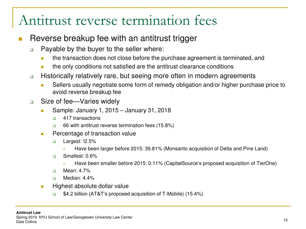 antitrust reverse termination fees