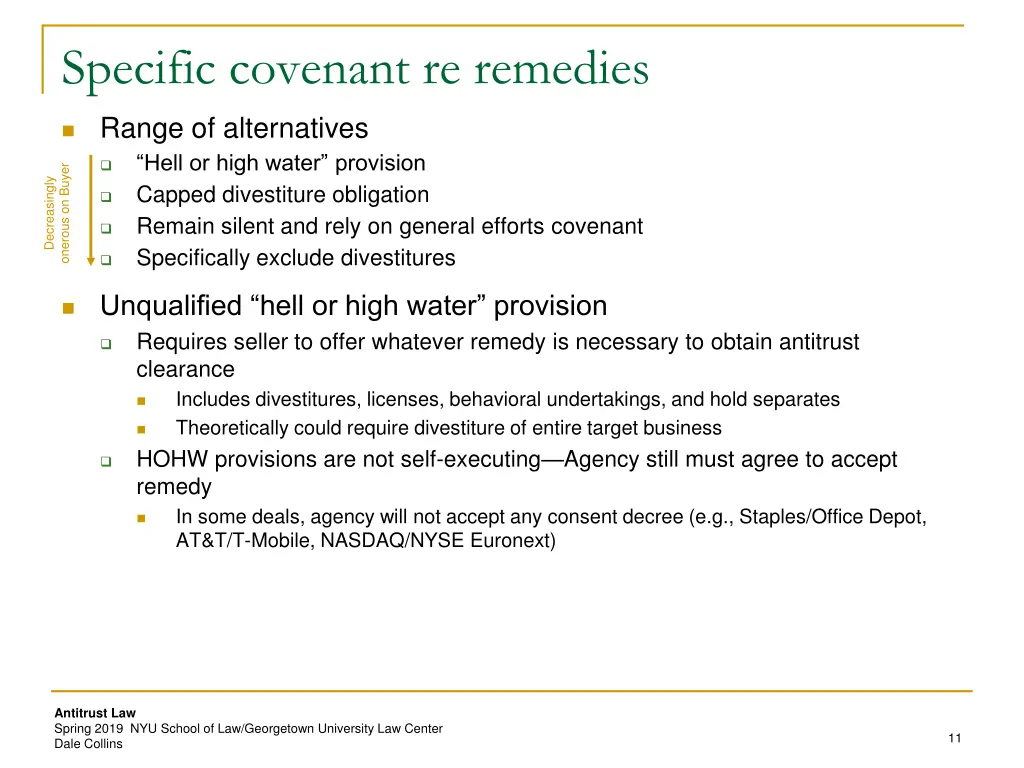 specific covenant re remedies