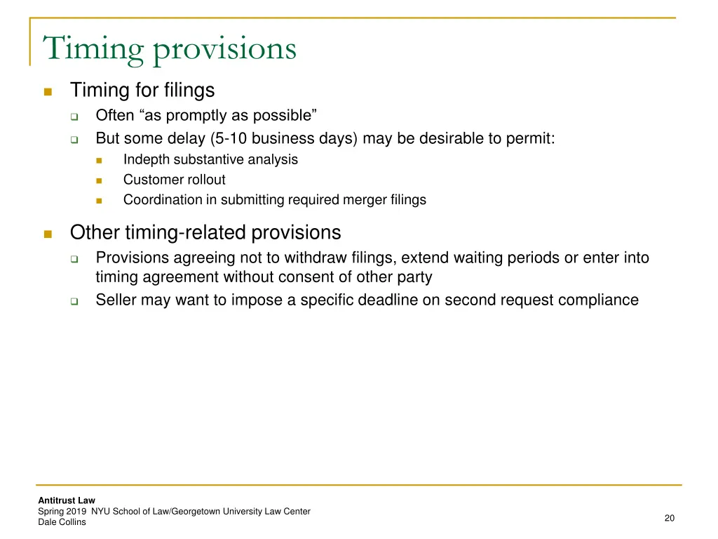 timing provisions