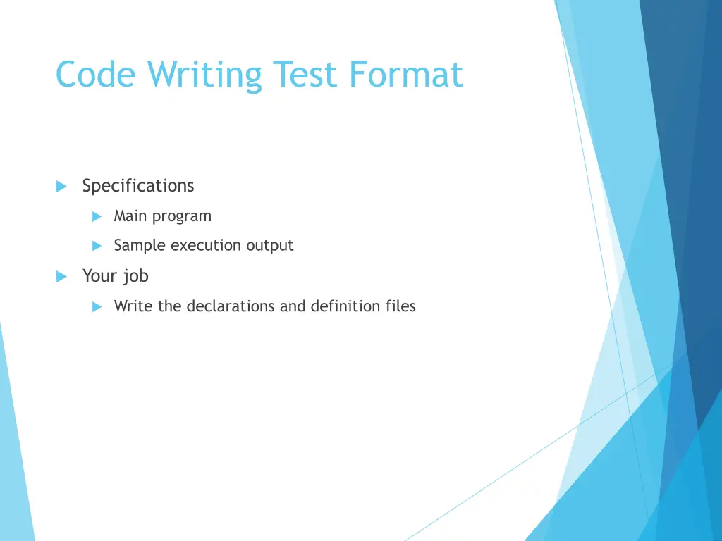 code writing test format