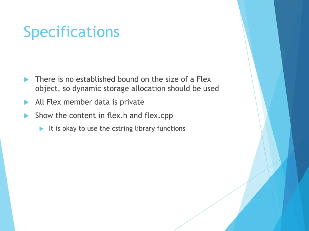 specifications 1