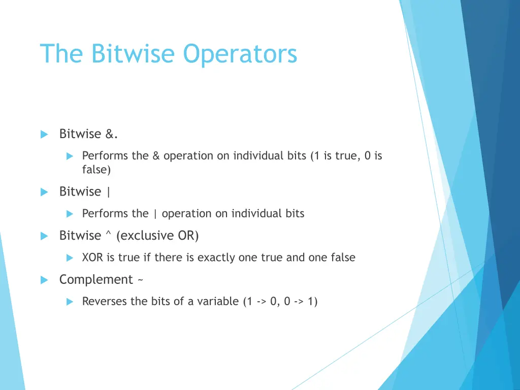 the bitwise operators
