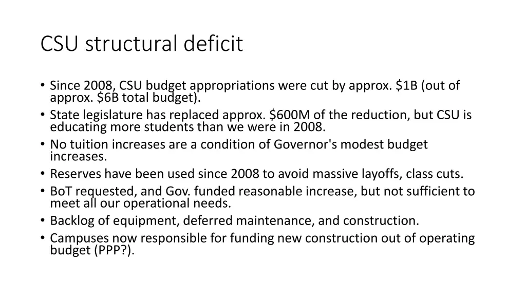 csu structural deficit