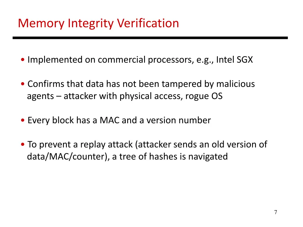 memory integrity verification