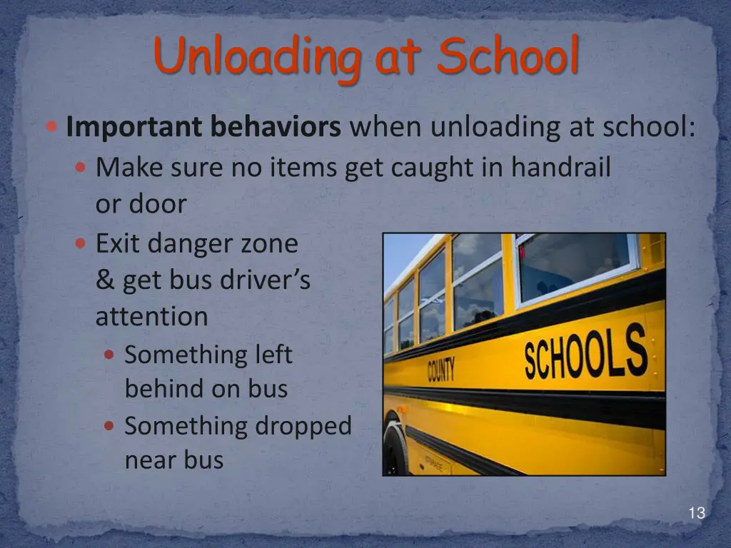 unloading at school