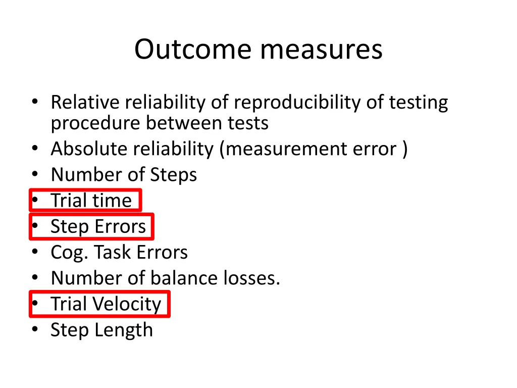 outcome measures
