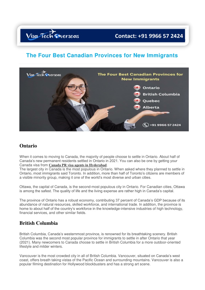 the four best canadian provinces