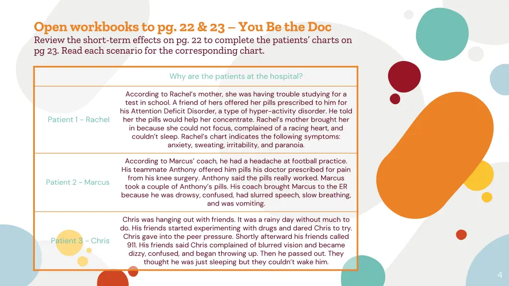 open workbooks to pg 22 23 you be the doc review