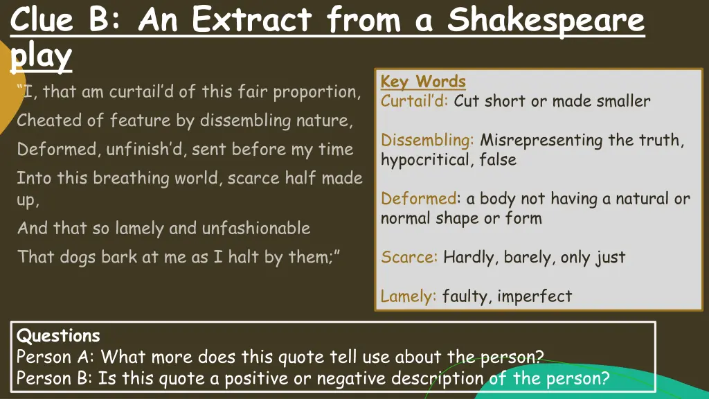 clue b an extract from a shakespeare play