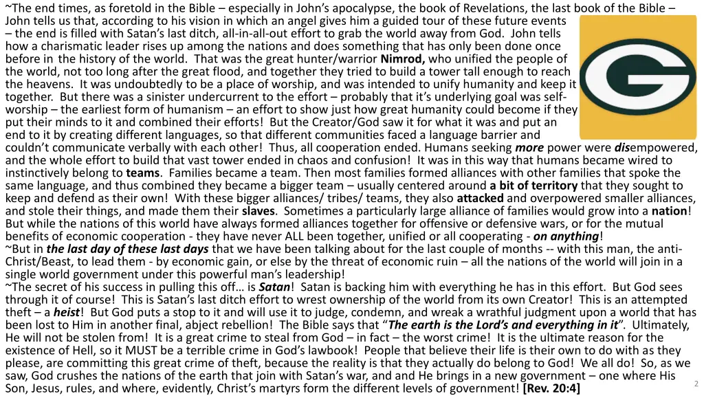 the end times as foretold in the bible especially