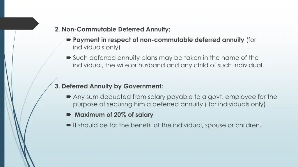2 non commutable deferred annuity payment