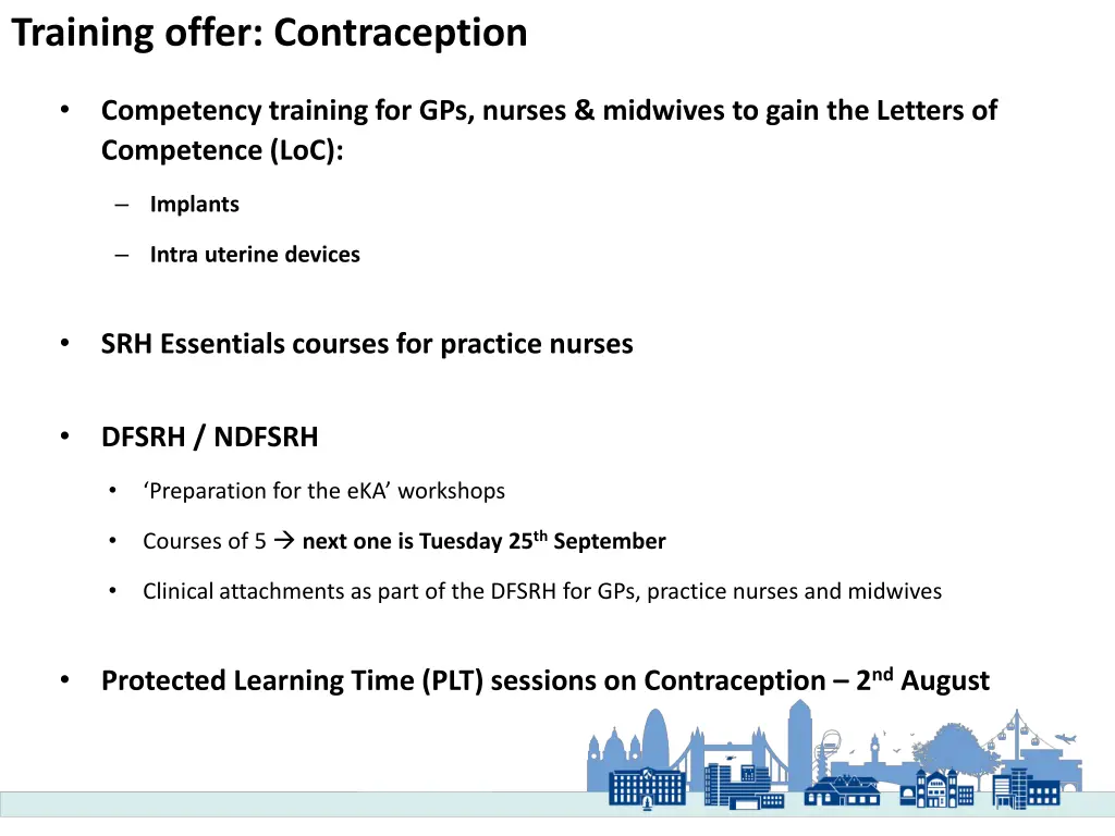 training offer contraception