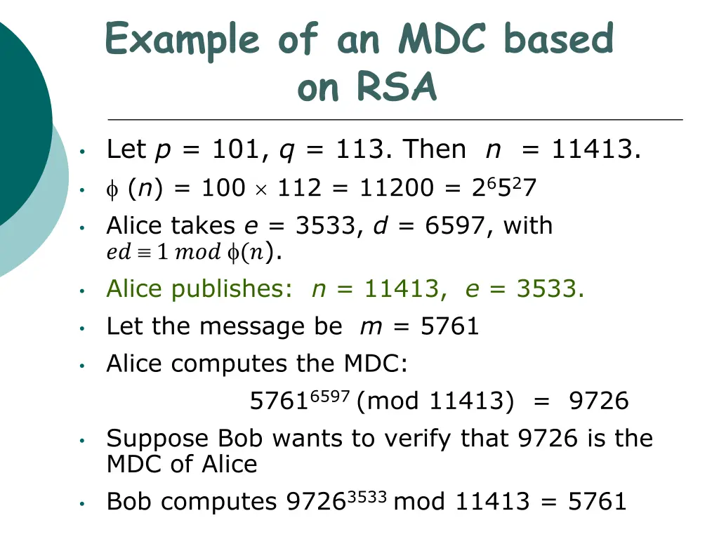 example of an mdc based on rsa