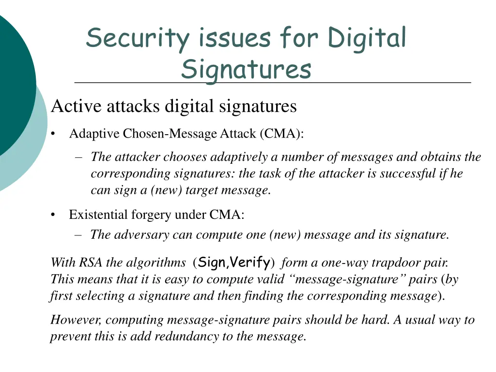 security issues for digital signatures active