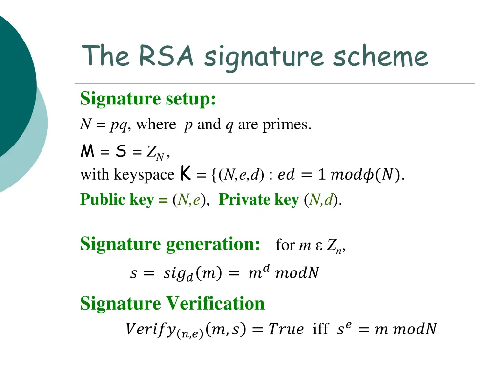 the rsa signature scheme