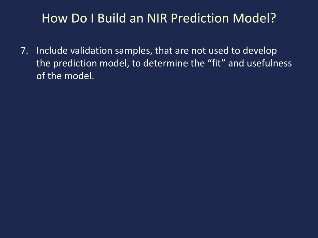 how do i build an nir prediction model 1