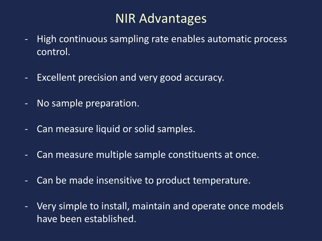 nir advantages