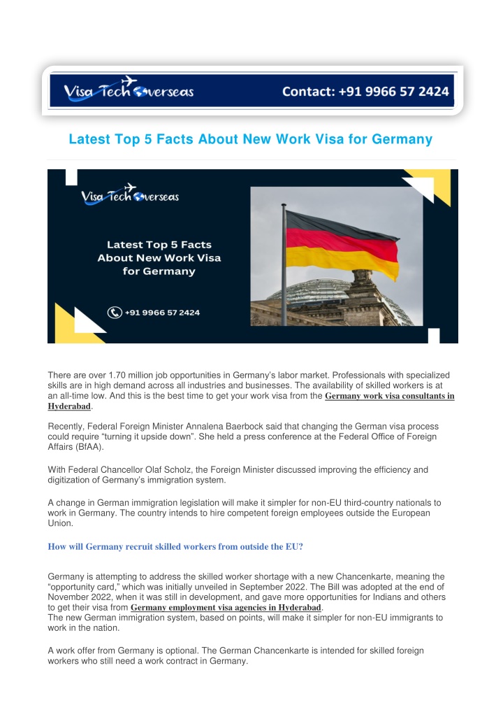 latest top 5 facts about new work visa for germany