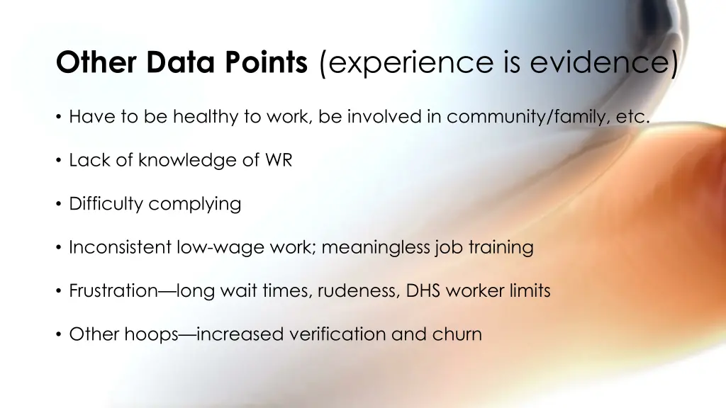 other data points experience is evidence