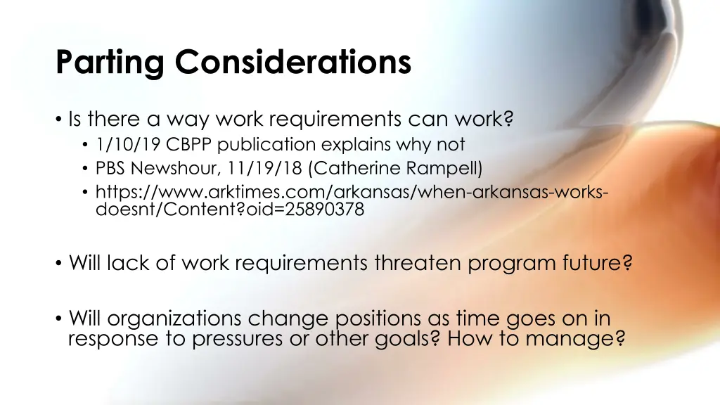 parting considerations