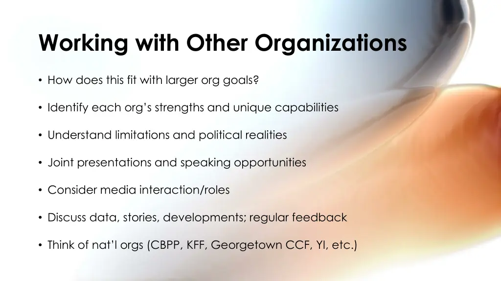 working with other organizations