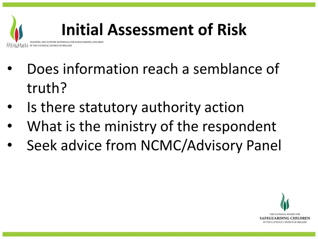 initial assessment of risk 1
