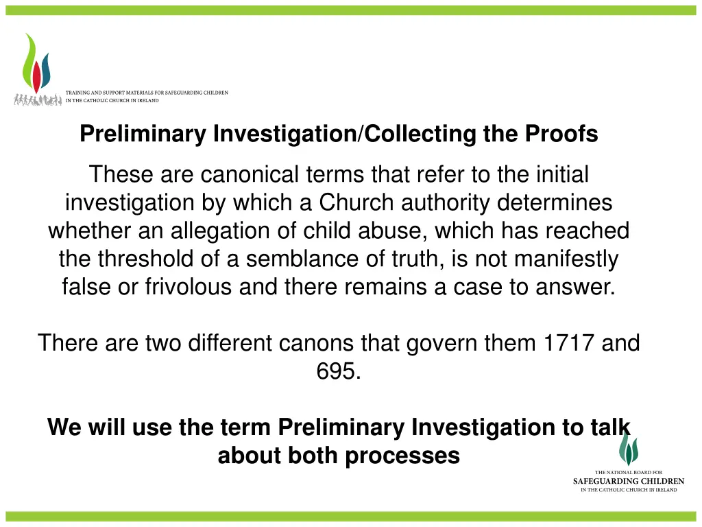 preliminary investigation collecting the proofs