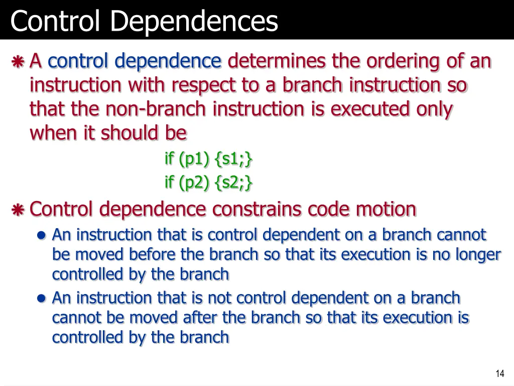 control dependences