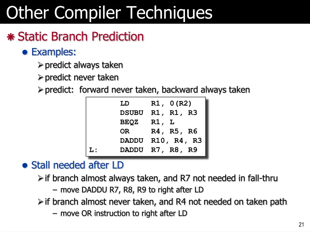 other compiler techniques