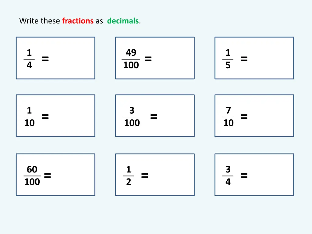 write these fractions as decimals