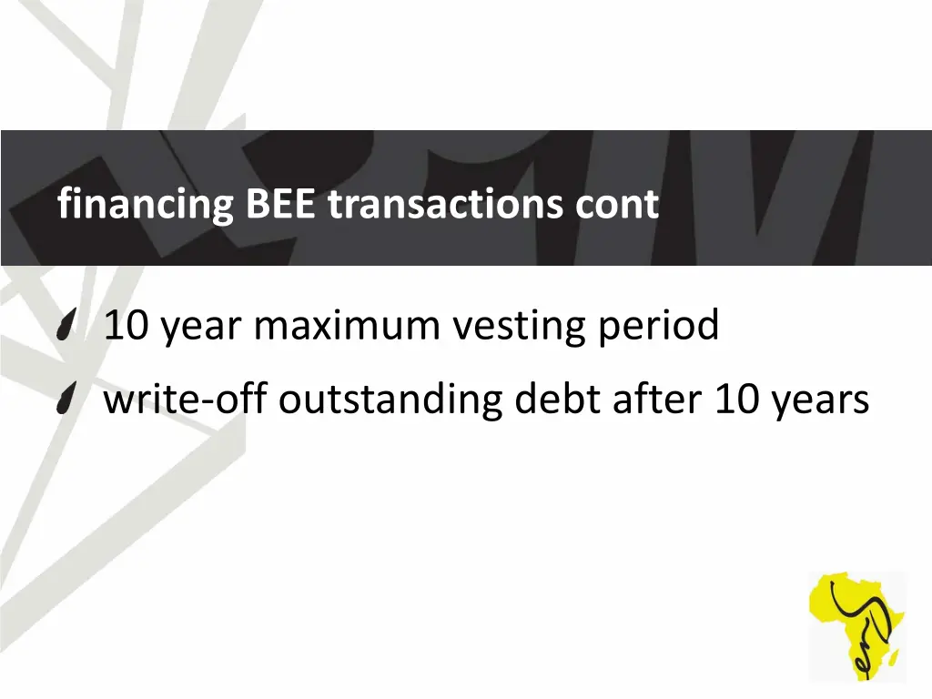 financing bee transactions cont