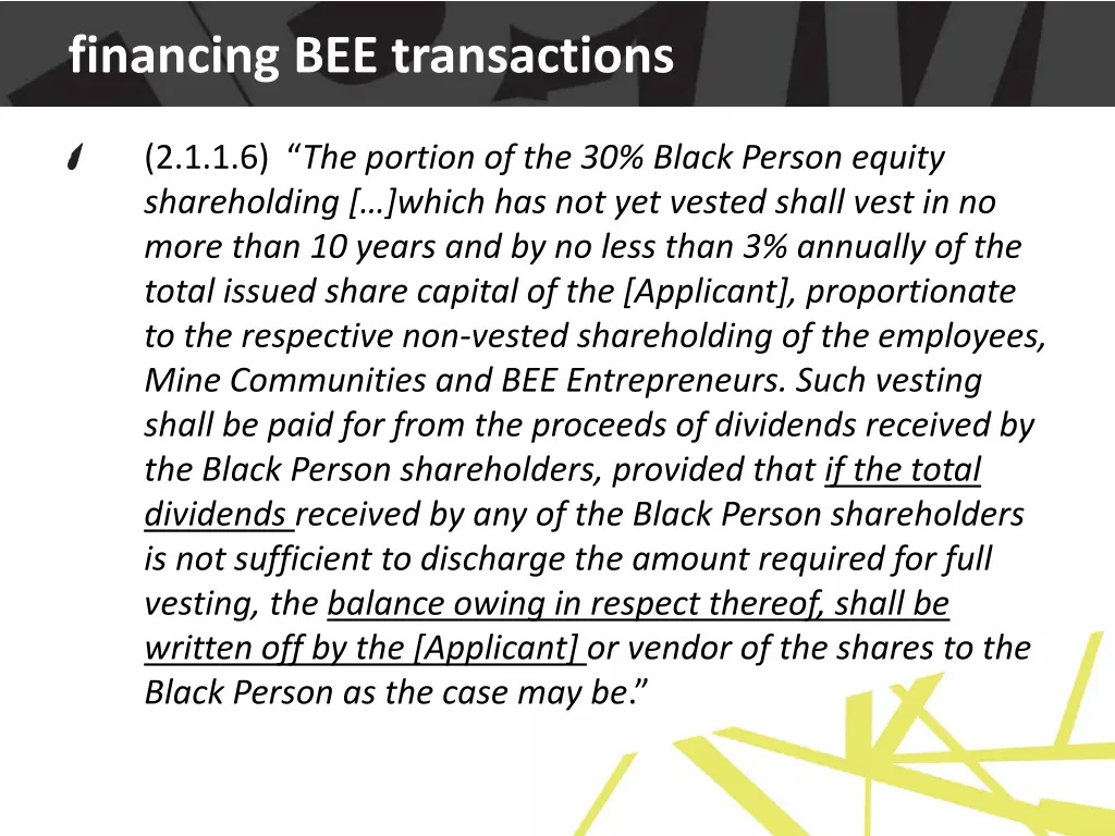 financing bee transactions