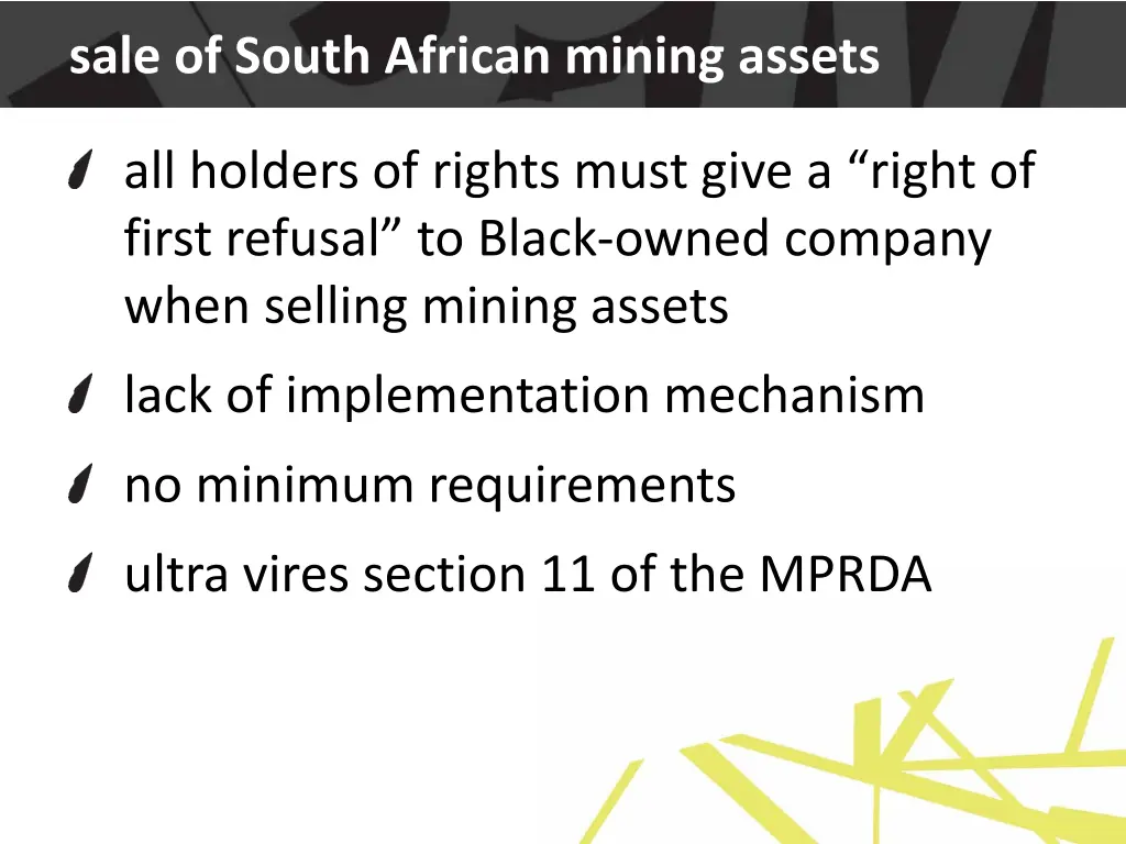 sale of south african mining assets