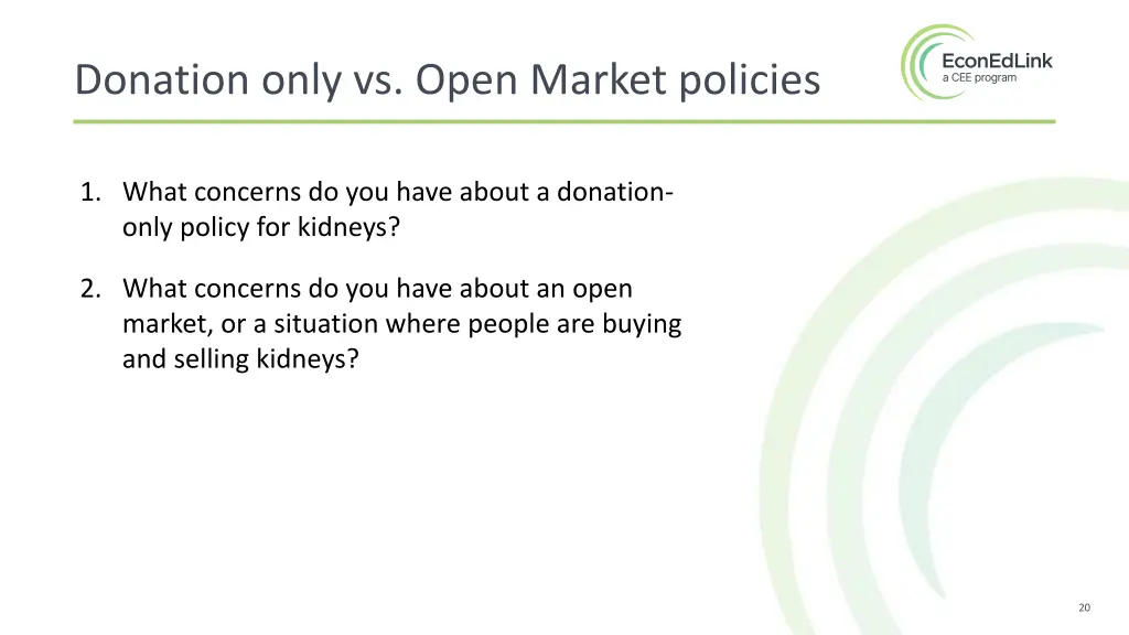 donation only vs open market policies