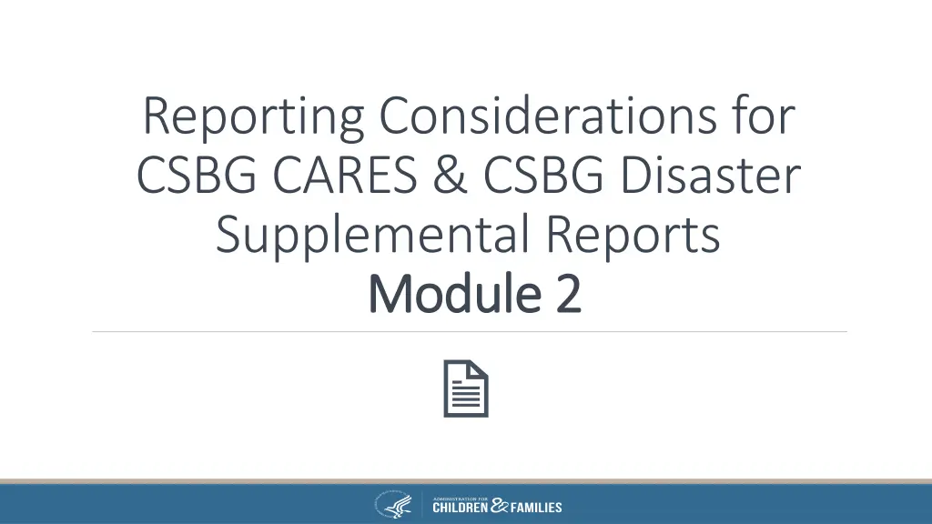 reporting considerations for csbg cares csbg 1