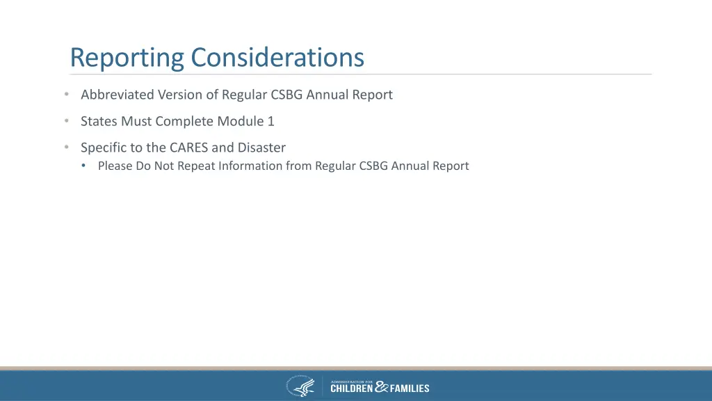 reporting considerations